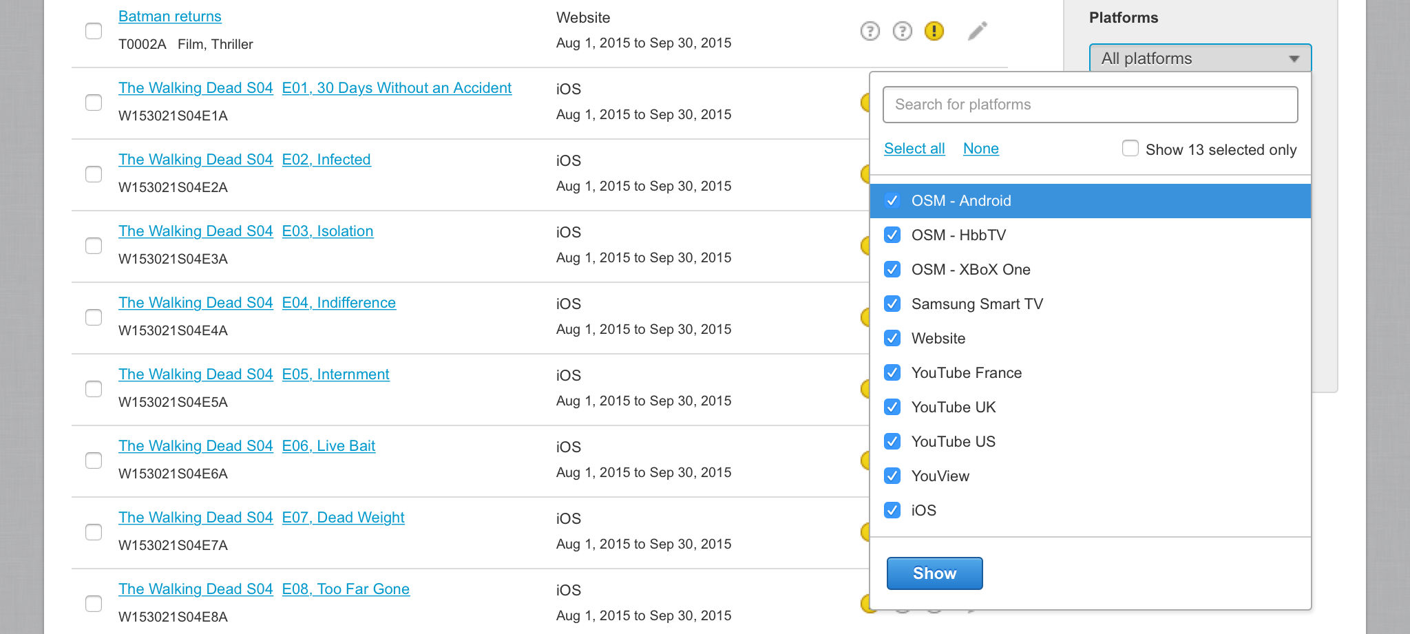 Filter by multiple platforms in the schedule page 1