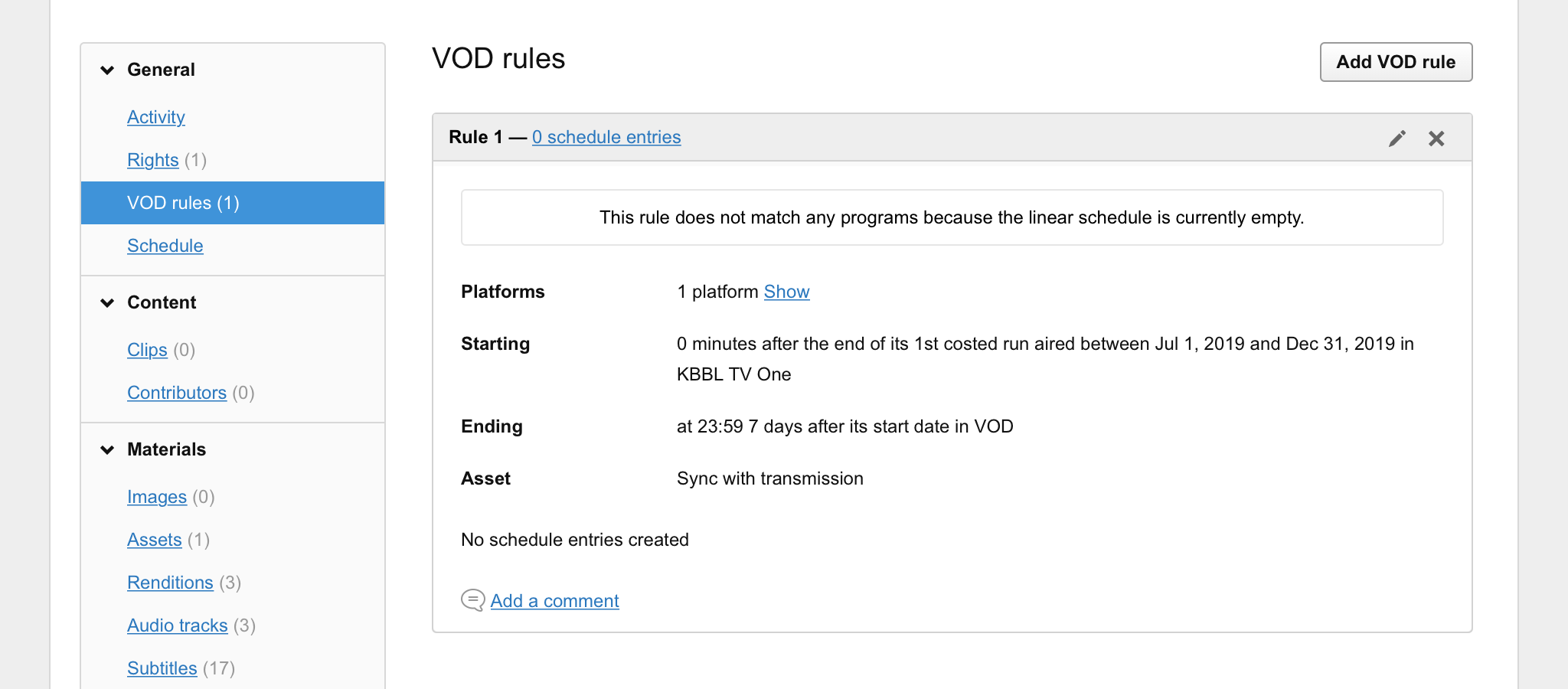 VOD rules